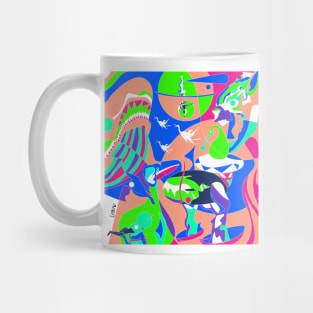 march of demons, fairies and ghost in the infernal bosch garden of delight ecopop art Mug